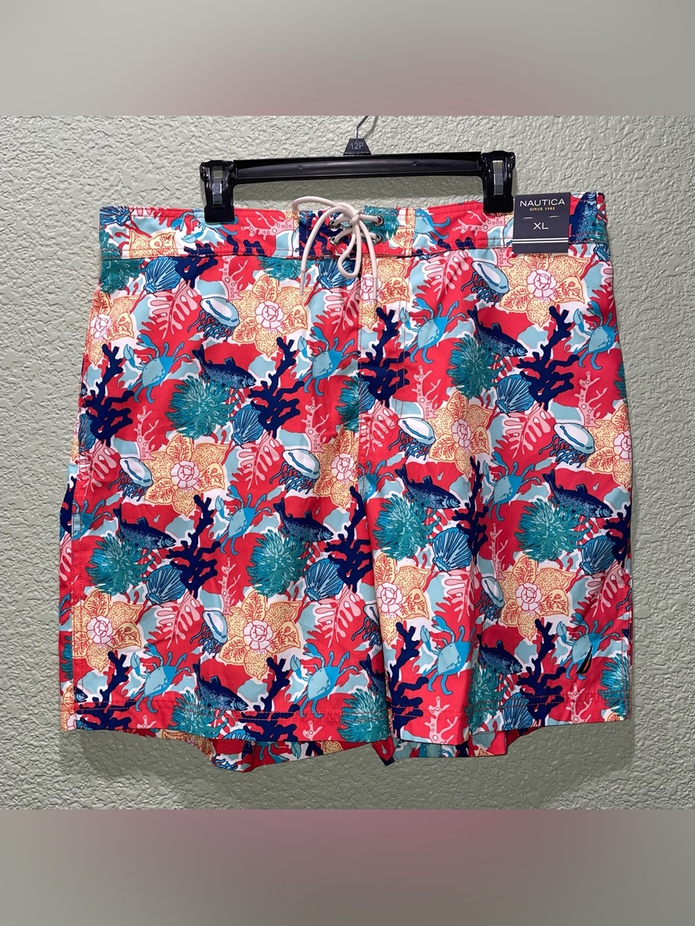 NWT Nautica Mens Board Shorts XL Vibrant Sea Drawstring Beach Summer Crab Coral